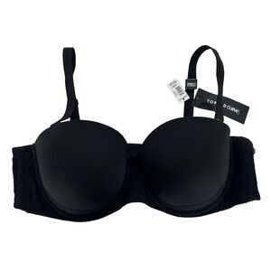 Torrid Curve Push Up Padded Strapless Bra Size 44DD Black Underwire Straps Lace